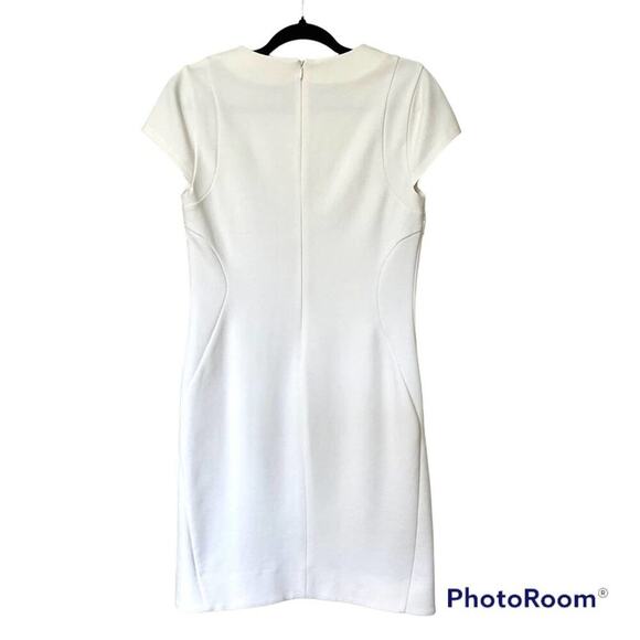 Diane Von Furstenberg Pele Eyelet Panel Cap Sleeve White Knit Dress Size 10 - Picture 3 of 10